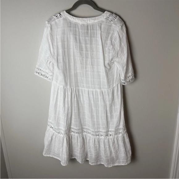 Knox Rose Dress Size Medium Short Sleeves Tassel Ties White Cotton Boho Casual - Picture 4 of 6